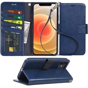 New Wallet Flip Cover with Card Holder and Wrist Strap for iPhone 12/12 Pro/max